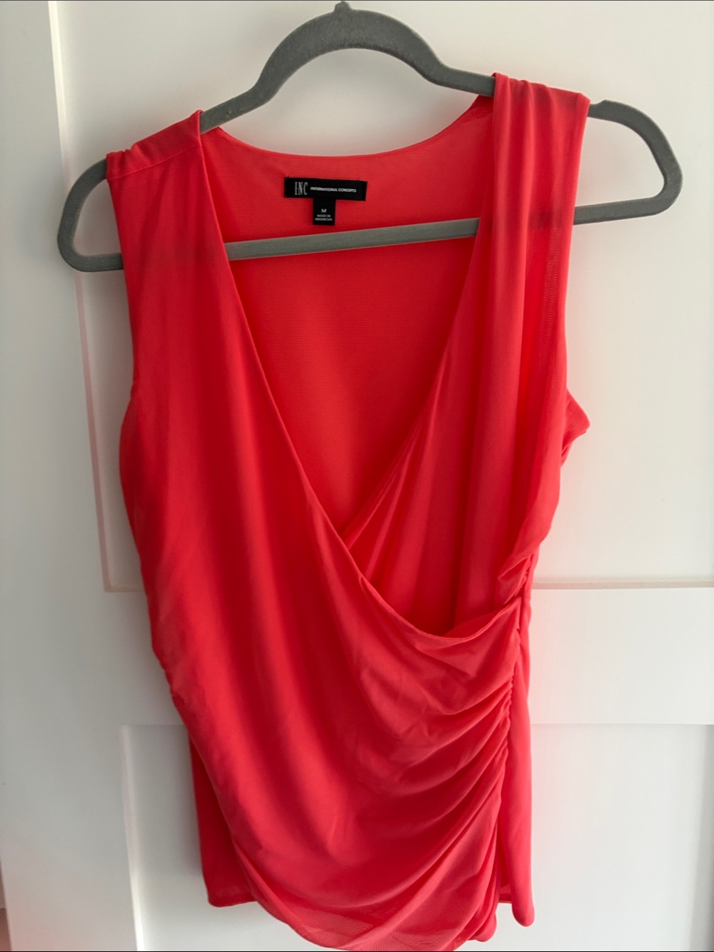 INC International Concepts Coral Sleeveless Asymmetrical Draped Top